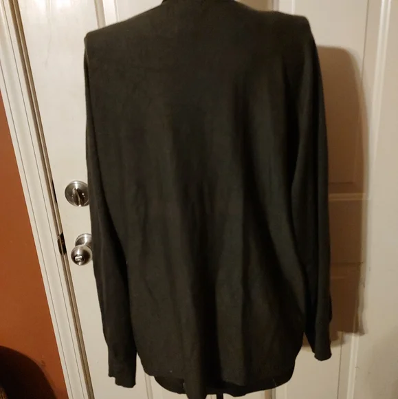 🔸🌿🔸NWOT Stellar Adrienne Vittadini Dark Olive & Gold Batwing Top Blouse - L - Picture 3 of 16